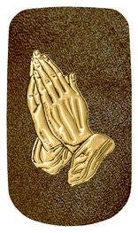 DAROYAL-516-GD-SH-BR Gold Praying Hands Shimmer Brown Background